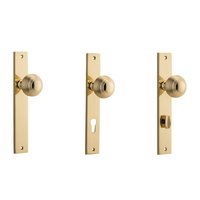 Iver Guildford Door Knob on Rectangular Backplate Polished Brass