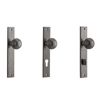 Iver Guildford Door Knob on Rectangular Backplate Distressed Nickel