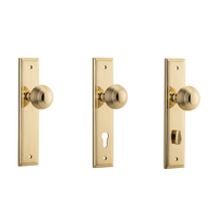 Iver Guildford Door Knob on Stepped Backplate Polished Brass