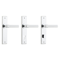 Iver Helsinki Door Lever Handle on Chamfered Backplate Polished Chrome