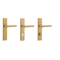 Iver Helsinki Door Lever Handle on Stepped Backplate Brushed Brass