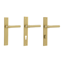 Iver Helsinki Door Lever Handle on Rectangular Backplate Brushed Gold PVD