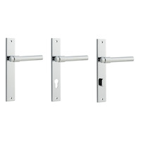 Iver Helsinki Door Lever Handle on Rectangular Backplate Polished Chrome