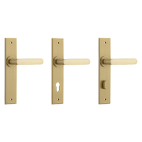 Iver Osaka Door Lever Handle on Chamfered Backplate Brushed Brass