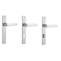 Iver Osaka Door Lever Handle on Rectangular Backplate Brushed Chrome