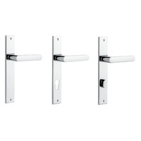 Iver Osaka Door Lever Handle on Rectangular Backplate Polished Chrome