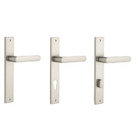 Iver Osaka Door Lever Handle on Rectangular Backplate Satin Nickel