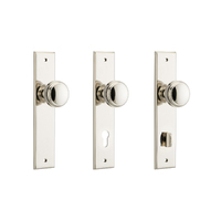 Iver Paddington Door Knob on Chamfered Backplate Polished Nickel