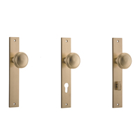 Iver Paddington Door Knob on Rectangular Backplate Brushed Brass