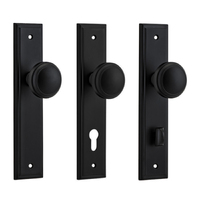 Iver Paddington Door Knob on Stepped Backplate Matt Black