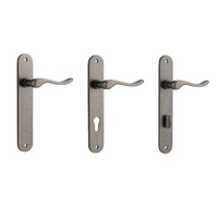 Iver Stirling Door Lever Handle on Oval Backplate Distressed Nickel