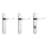 Iver Stirling Door Lever Handle on Oval Backplate Polished Chrome