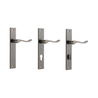 Iver Stirling Door Lever Handle on Rectangular Backplate Distressed Nickel