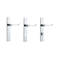 Iver Stirling Door Lever Handle on Rectangular Backplate Polished Chrome