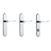 Iver Stirling Door Lever Handle on Shouldered Backplate Polished Chrome