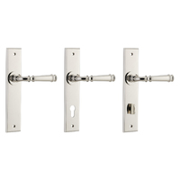 Iver Verona Door Lever Handle on Chamfered Backplate Polished Nickel