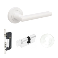 Zanda Epic Door Lever Handle on Round Rose Entrance Set 70mm Key/Turn 100244.WHT