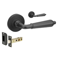 Zanda Oxford Door Lever Handle on Round Rose Passage Set Black 10071.BLK