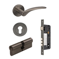 Zanda Apollo Door Handle Lever on Round Rose Entrance Set 70mm (Key/Key) Graphite Nickel 7080.3.GN