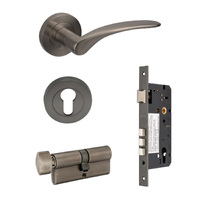 Zanda Apollo Door Handle Lever on Round Rose Entrance Set 70mm (Key/Key) Graphite Nickel 7080.4.GN