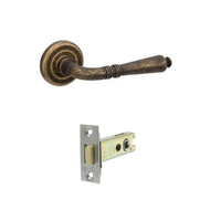 Zanda Balmain Door Lever Handle on Round Rose Passage Set Rustic Brass 9421.RB