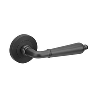 Zanda Oxford Door Handle Lever on Round Rose Matt Black