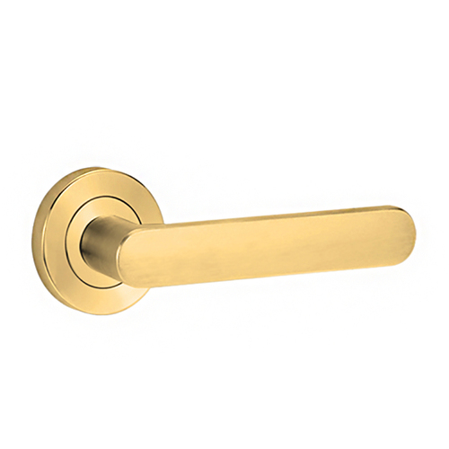 Lockwood Symphony 106 Door Lever On Round Rose Full Set Polished Brass 1220/1221/106PB