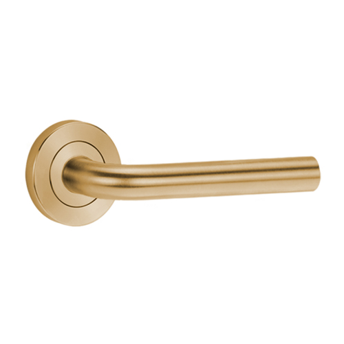 *Nonreturnable Item* Lockwood Symphony 97 Door Lever On Round Rose Full Set Polished Brass Unlacquered 1220/1221/97BU (MTO 8)