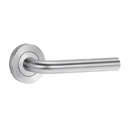 Lockwood Symphony 97 Door Lever On Round Rose Full Set Satin Chrome 1220/1221/97SC