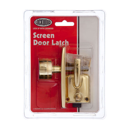 Lockwood Screen Door Latch Polished Brass Display Pack 3004PBDP