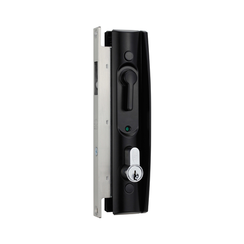 Lockwood 8653 Sliding Security Door Lock with Cylinder Black 8653BLKDP