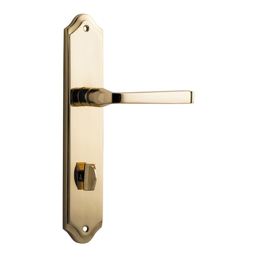 Iver Annecy Lever Handle on Shouldered Backplate Privacy Polished Brass 10220P85