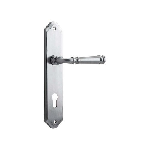 Iver Verona Lever Handle on Shouldered Backplate Euro Brushed Chrome 12218E85