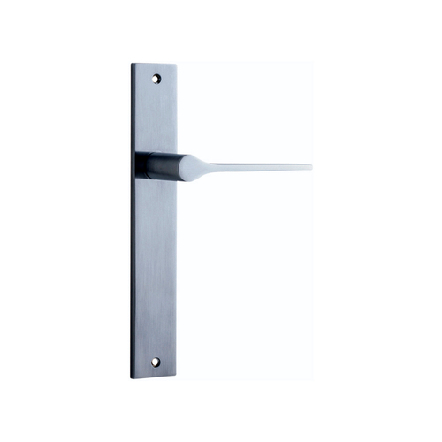 Iver Como Door Lever Handle on Rectangular Backplate Passage Brushed Chrome 12254