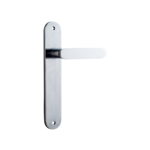Iver Bronte Door Lever Handle on Oval Backplate Passage Brushed Chrome 12264