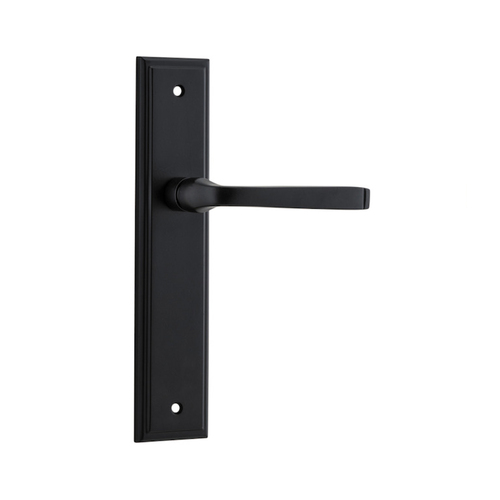 Iver Annecy Door Lever Handle on Stepped Backplate Passage Matt Black 12744