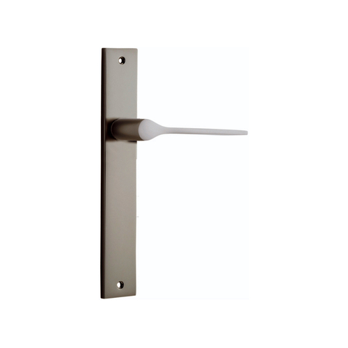 Iver Como Door Lever Handle on Rectangular Backplate Passage Satin Nickel 14754