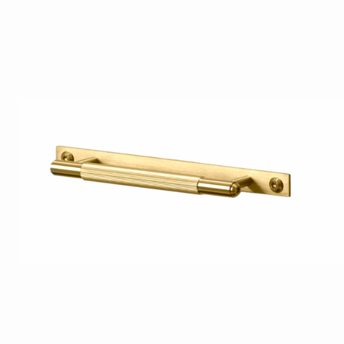 Buster and Punch Linear Cabinet Pull Bar Handle with Plate 190mm Brass GPB-05301