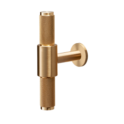 Buster and Punch Knurled Cabinet T-Bar Handle Brass RTB-054085