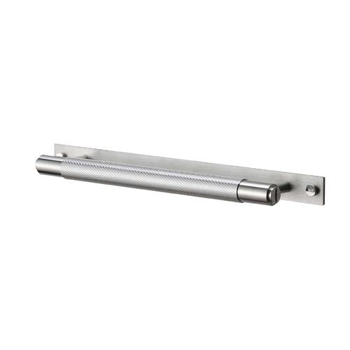 Buster and Punch Cabinet Cross Knurled Pull Bar Handle on Backplate 400mm Steel UK-PB-HP-360-ST-A