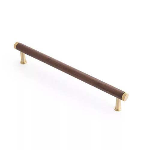 Castella Kereste Cabinet Pull Handle 192mm Walnut Satin Brass 235.192.35