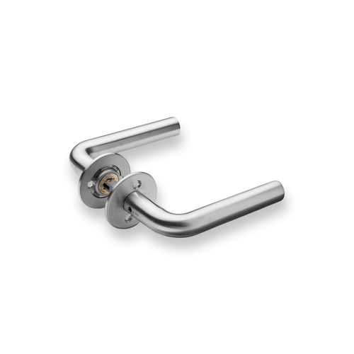 D Line Knud Holscher L Lever Handle Satin Stainless Steel | Keeler Hardware