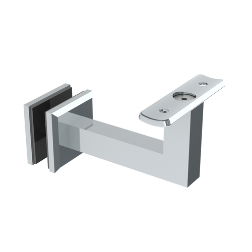 Emro Commercial Square Bracket For Glass Curved Top Polished Stainless Steel SS620GCT