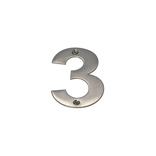 Mappas Door House Number #3 Visible Fix 50mm 304 Grade Stainless Steel SN053