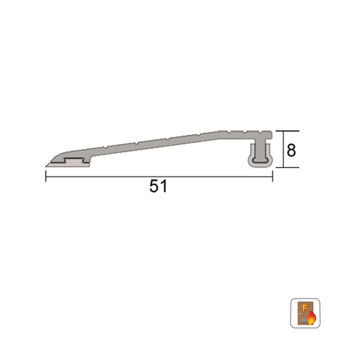 Kilargo IS4080 Threshold Ramp 2750mm Silver Anodised Aluminium IS40802750CA