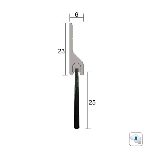 Kilargo IS5120 Brush Door Seal 25mm Aluminium Carrier 2000mm Clear Anodised IS51202000CA