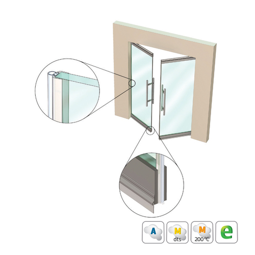 Kilargo IS7340si Astragal Translucent Door Seal 3000mm Clear For 10mm Glass Doors IS7340si-3000CA