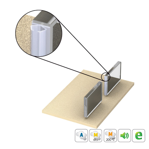 Kilargo Meeting Stile Frameless Glass Seal 2500mm Semi Translucent IS7400FG-2500