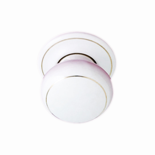 KR Lucas Northcote China Door Knob Furn on Rose 58mm White with Gold Trim 0300/WG