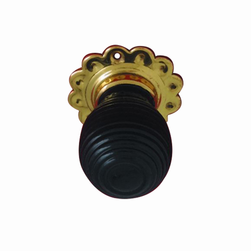 KR Lucas Northcote Cabinet Beehive Knob 60mm Black Wood / Polished Brass 0395